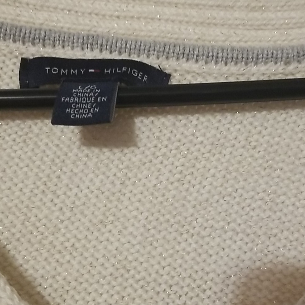 Tommy hillfrgure white sweater very beautiful LG - Picture 6 of 15